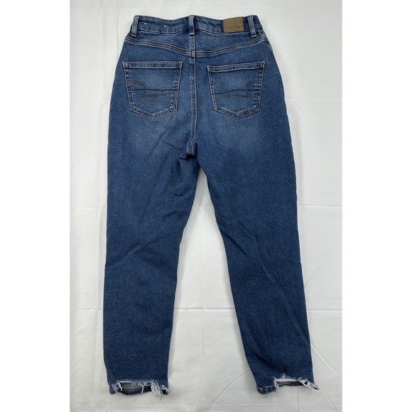 American Eagle Women's Stretch Curvy Mom Jeans 2 Short Distressed Denim Blue - Picture 3 of 8